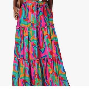 New without tags! Casual High Waist Tie Tiered Maxi Skirt with pockets